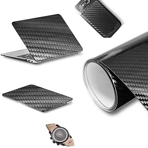 Vinilo Fibra de Carbono 6D 40 x 300CM Película Pegatina Decoración Autoadhesiva a Prueba de Agua Libre de Burbuja Uso Interior para Coche Motocicleta Teléfono Móvil (Negro)