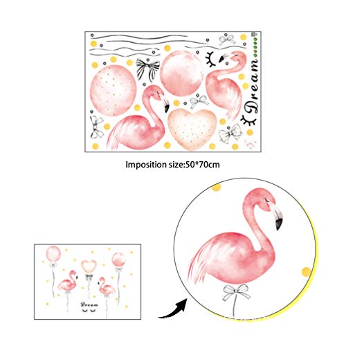 Vinilo para Cabecera Cama Pegatinas Decoraciones Decorativas Flamenco Globo Rosa Habitación Pegatinas de Pared Salón Dormitorio TV Fondo Lnicio Vinilos para Armarios de Bebe Infantiles Niña Niño