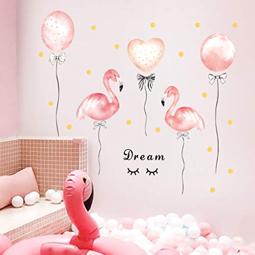 Vinilo para Cabecera Cama Pegatinas Decoraciones Decorativas Flamenco Globo Rosa Habitación Pegatinas de Pared Salón Dormitorio TV Fondo Lnicio Vinilos para Armarios de Bebe Infantiles Niña Niño