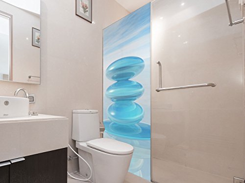 Vinilo para Mamparas Baños Piedras Zen | Varias Medidas 185x70cm | Adhesivo Resistente y de Fácil Aplicación | Pegatina Adhesiva Decorativa de Diseño Elegante