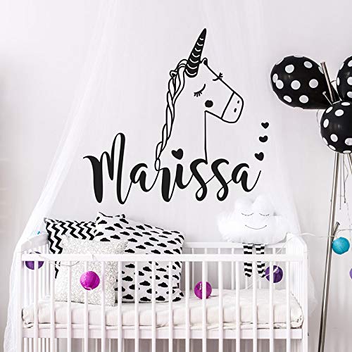 Vinilo unicornio nombre calcomanía de pared unicornio decoración de jardín de infantes pegatina de nombre personalizable decoración de habitación de niña 57 * 60cm