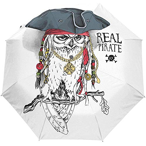 Vintage Animal Pirate Owl Eagle Auto Abrir Cerrar Sun Rain Paraguas