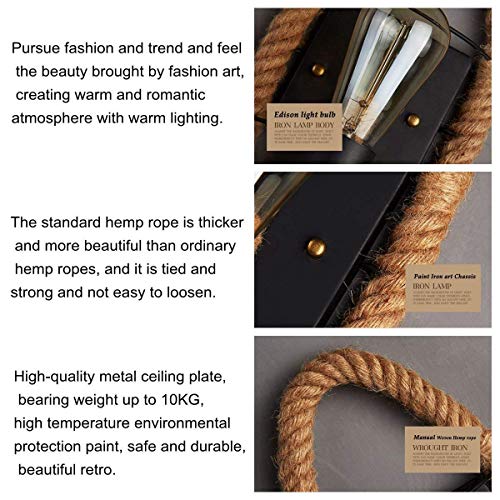 Vintage Retro pared Proyección cuerda Americanas Industrial Hierro Tubo grande cuerda lámpara de pared Loft restaurante Pasillo Salón Balcón marchas apliques （ No Fuente de luz ）