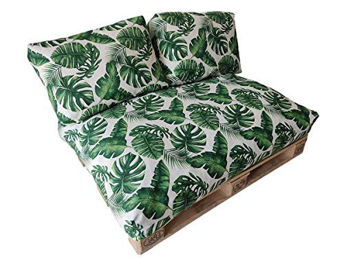 VIP HOGAR Set 3 Cojines desenfundables para palets (1 Asiento + 2 respaldos) (Palmito)
