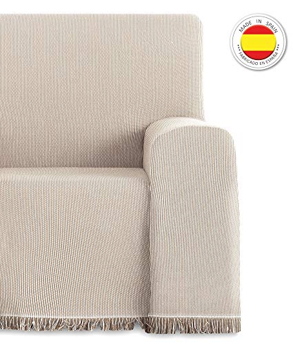 Vipalia Colcha Multiusos Sofa. Plaid para Cama. Manta Foulard Cubresofa Cubrecama. Comoda Practica y Suave. Poliester Algodón. Calidad Diseño. Paul 230 x 260 cm Beige