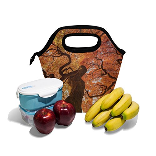 Vipsa - Bolsa de almuerzo para adultos, hombres, mujeres, niños, como el árbol, para mujeres embarazadas, impermeable, para viajes, picnic, bolsa de almuerzo con cremallera, color negro