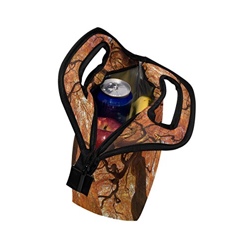 Vipsa - Bolsa de almuerzo para adultos, hombres, mujeres, niños, como el árbol, para mujeres embarazadas, impermeable, para viajes, picnic, bolsa de almuerzo con cremallera, color negro