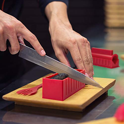 Virklyee Sushi Maker kit 10pcs 5 Formas únicas de Kit para Hacer Sushi Molde Inicio Hacer Sushi Kit Sushi kit del fabricante Fácil y divertido DIY Set de Sushi Roll arroz rollo molde (Rojo)