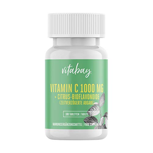 Vitamina C, 1000 mg + Bioflavonoides - Liberado por el Tiempo, 100 Tabletas Veganas