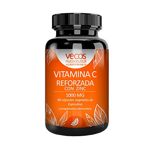 Vitamina C 1000 Mg con zinc para reforzar el sistema inmunológico – Antioxidante natural para proteger nuestro organismo contra los radicales libres – cápsulas vegetales espirulina aptas veganos (90)