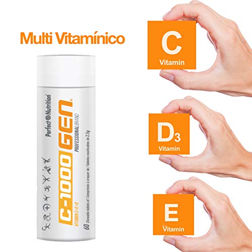 Vitamina C 1000 mg Vitamina E Vitaminas D3 pura 60 comprimidos multivitaminico para 2 meses para hombre, mujer y niños aumenta tus defensas refuerza el sistema inmunologico