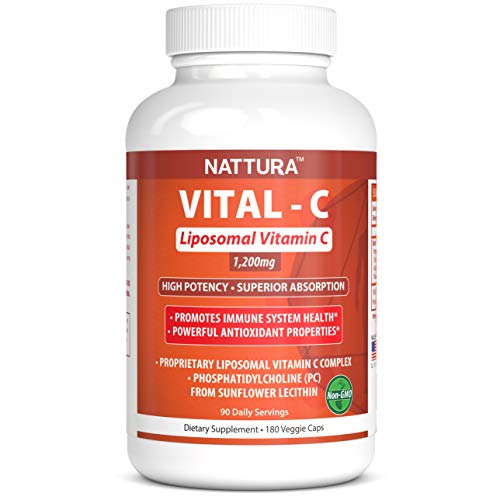 Vitamina C Liposomal - 1200mg - 180 Cápsulas Vegetales - Complejo Liposomal C Propietario con Fosfatidilcolina (PC) de Lecitina de Girasol