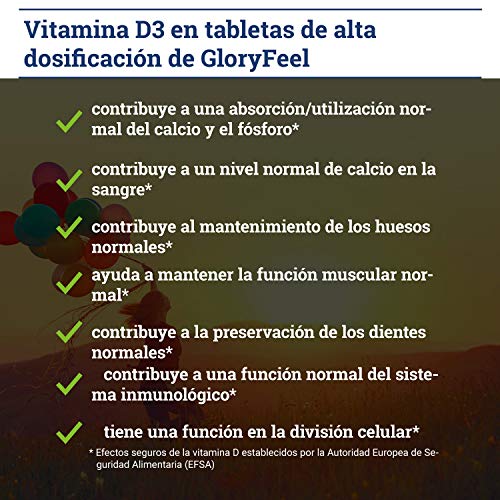 Vitamina D3 400 Tabletas Veganas (para 13 meses) - Dosis óptima con 1000 UI por día - Respalda huesos, dientes, músculos y sistema inmunológico*