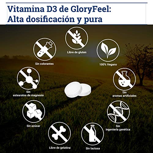 Vitamina D3 400 Tabletas Veganas (para 13 meses) - Dosis óptima con 1000 UI por día - Respalda huesos, dientes, músculos y sistema inmunológico*