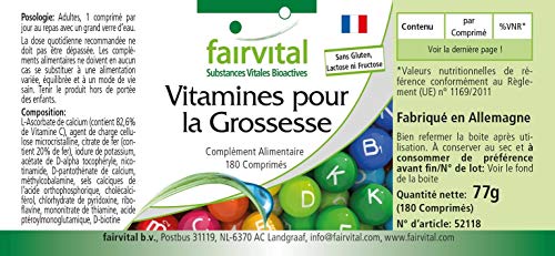 Vitaminas para el embarazo - Con 800µg de Ácido fólico por comprimido - Para 6 meses - 180 Comprimidos - Calidad Alemana