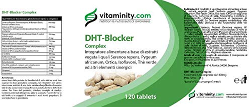 Vitaminity DHT Blocker Complex - Complemento alimenticio multicomponente contra la caída del cabello a base de los mejores extractos vegetales y componentes anti-DHT
