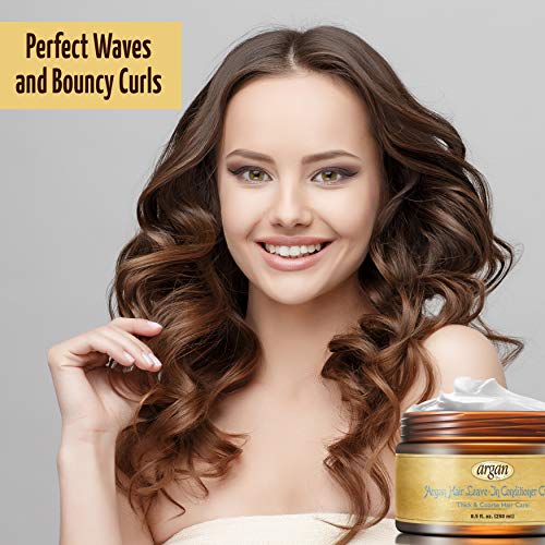 Vitamins - Acondicionador de cabello sin aclarado para cabello étnico, grueso, antiencrespamiento, producto de peinado con aceite de argán marroquí nutritivo