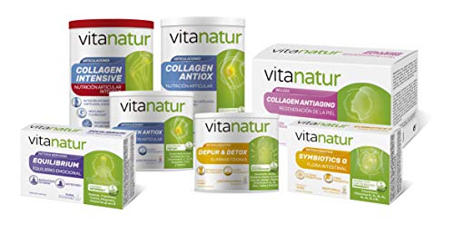 Vitanatur DUPLO COLLAGEN ANTIOX PLUS 2 Botes de 360g - Complemento alimenticio colágeno Peptan, ácido hialurónico, Regenerador y antioxidante, Polvos