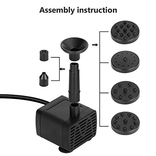 VITCOCO Solar Fuente Bomba, 5.5W Fuente de Jardín Solar, Batería Incorporada, Caudal 500 L/H, con 6 Boquillas y Tabla Flotante para Pequeño Estanque, Baño de Aves, Fish Tank y Decoración del Jardín