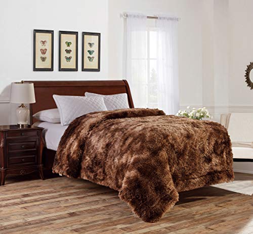 Viviland Manta Suave y Acogedora de Piel Sintética para Sofá, Cama, Silla, Coche, Viaje, Larga Peluda Manta Cálida de Felpa de PV Vellón, Color Marrón, 150x200cm