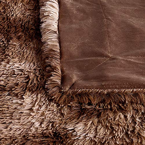 Viviland Manta Suave y Acogedora de Piel Sintética para Sofá, Cama, Silla, Coche, Viaje, Larga Peluda Manta Cálida de Felpa de PV Vellón, Color Marrón, 150x200cm