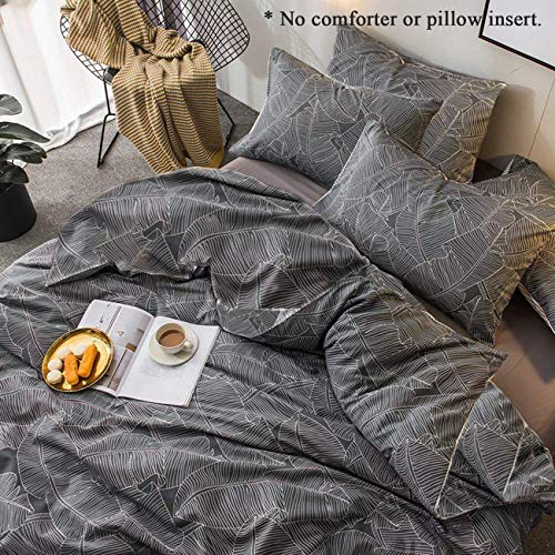 Vivilineneu Juego de Cama Funda nórdica con patrón de Hoja de Cremallera de Microfibra 230 * 220cm 2 Fundas de Almohada 75x50cm