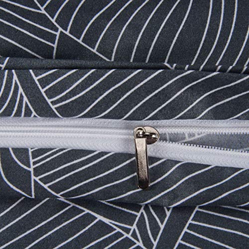 Vivilineneu Juego de Cama Funda nórdica con patrón de Hoja de Cremallera de Microfibra 230 * 220cm 2 Fundas de Almohada 75x50cm