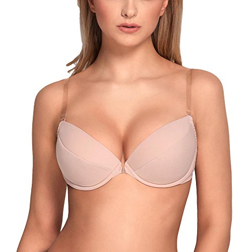Vivisence Eve 1012 Sujetador Push-Up con Tirantes Y Espalda De Silicona para Mujeres Liso con Aros - Hecho En La UE, Beige,100C