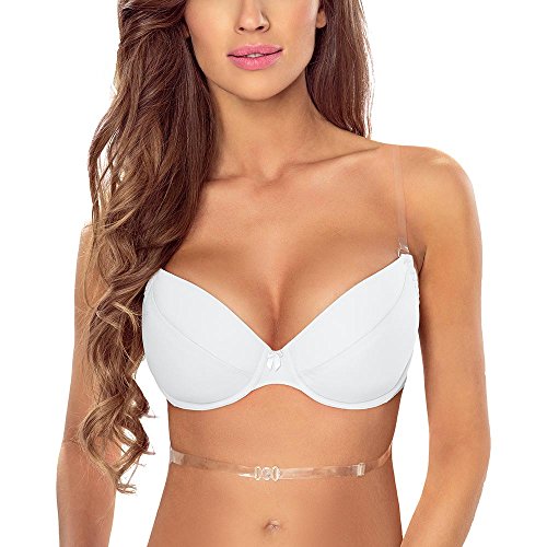 Vivisence Sujetador Push-Up con Tirantes Multiposición para Mujeres 1035, Blanco,95B