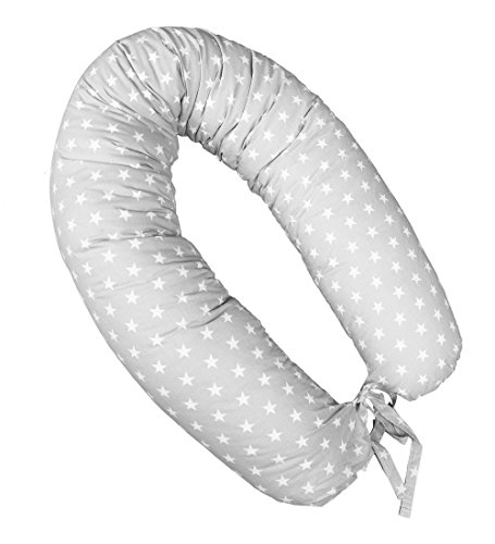 Vizaro - Cojín Lactancia y Dormir Embarazo - Maternal - 190cm - Funda 100% Algodón Premium - Muy estético - Hecho UE, OekoTex - Estrellitas