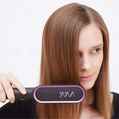 VKK Cepillo Alisador, Cepillo Alisador de Pelo, Calefacción PTC, Temperatura Regulable, Anti-quemaduras, Apagar Automáticamente, Protección de Temperatura Constante