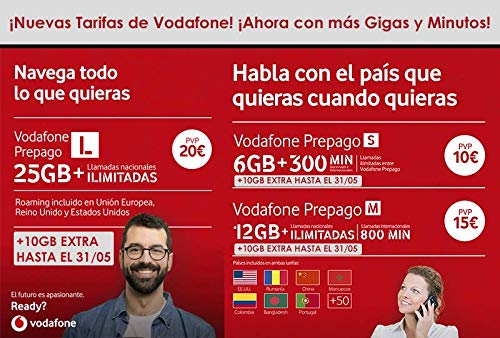 Vodafone Prepago L 40 GB (25GB + 15GB Gratis) + Llamadas ilimitadas Nacionales