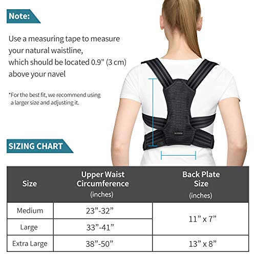 VOKKA Corrector de Postura, Corrector y Soporte para Columna Vertebral, Alivia Dolor en Cuello, Espalda y Hombros, Ajustable y Transpirable, Mejora la Postura y Proporciona Soporte para la Espalda, L