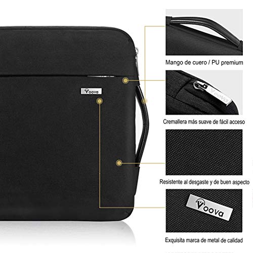Voova Protectora de 360° Funda Portatil 14-15.6 Pulgada, Maletín Ordenador Compatible con 16" Macbook Pro 2020/15" Surface Book 3 2/XPS, Sleeve para HP Acer ASUS Chromebook con Asa, Negro