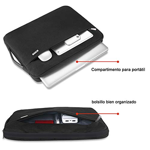 Voova Protectora de 360° Funda Portatil 14-15.6 Pulgada, Maletín Ordenador Compatible con 16" Macbook Pro 2020/15" Surface Book 3 2/XPS, Sleeve para HP Acer ASUS Chromebook con Asa, Negro