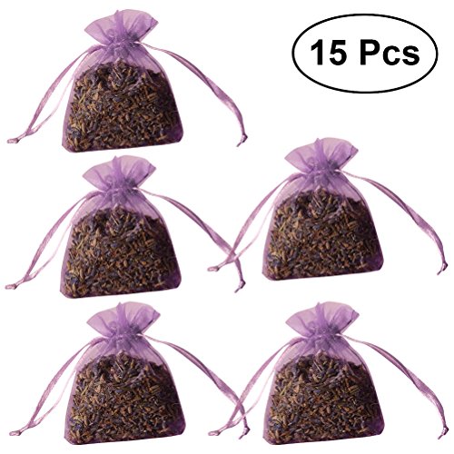 VORCOOL 15 Piezas con cordón Sachets Lavanda Fragancia Olor bolsita de Bordado (luz púrpura)