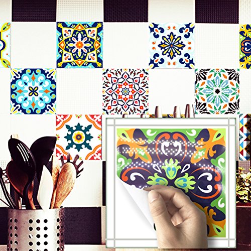 VORCOOL Autoadhesivo Azulejos Decorativos en Vinilo Adhesivo Impermeable para baño de Cocina DIY 10 Piezas