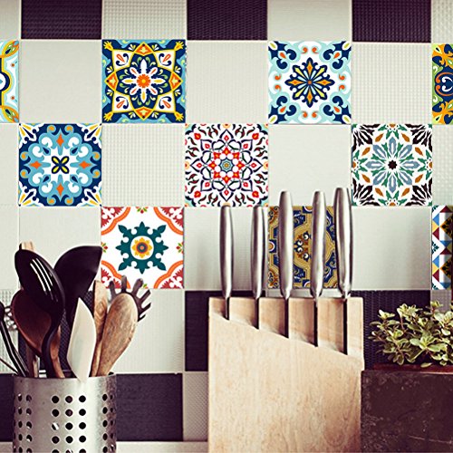 VORCOOL Autoadhesivo Azulejos Decorativos en Vinilo Adhesivo Impermeable para baño de Cocina DIY 10 Piezas