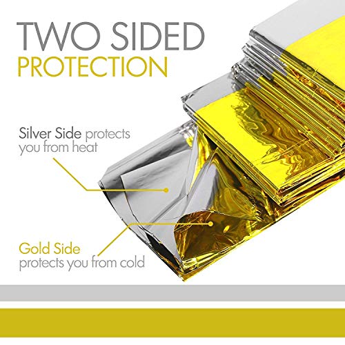 Vordas Manta de Aluminio de Emergencia, 6 Piezas Manta de Emergencia Reutilizable, Ideal para Supervivencia, Primeros Auxilios y Kits de Emergencia para Coches, 210x 160 cm