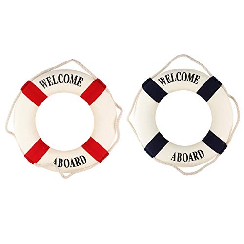 VOSAREA Salvavidas Deocración Salvavidas Colgante Decoración Náutica de Pared (Rojo)