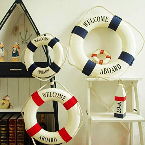 VOSAREA Salvavidas Deocración Salvavidas Colgante Decoración Náutica de Pared (Rojo)