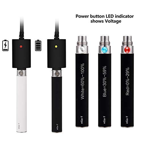 VOVCIG Cigarrillo Electronico,E-Cigarrillo E-líquido Ego II Kits:2 X 1100mah Batería Recargabla +10 X CE4 1.6ml Atomizador +6 X 10ml E-líquido 0 mg Nicotina ( nergo+blanco)