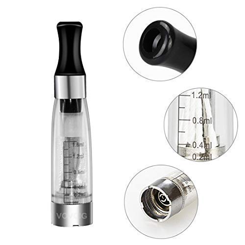 VOVCIG Cigarrillo Electronico,E-Cigarrillo E-líquido Ego II Kits:2 X 1100mah Batería Recargabla +10 X CE4 1.6ml Atomizador +6 X 10ml E-líquido 0 mg Nicotina ( nergo+blanco)