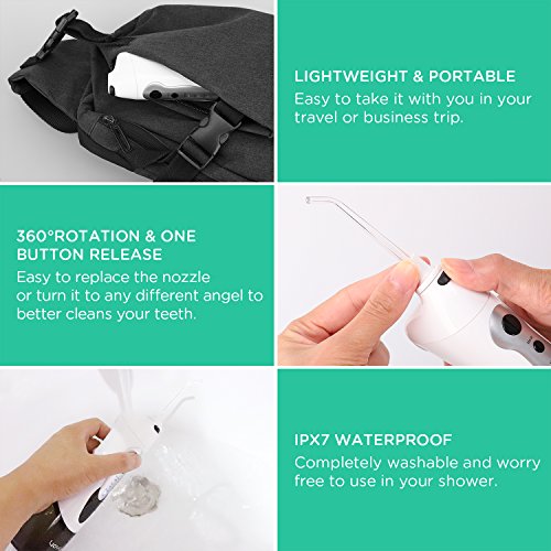 VOYOR Irrigador Bucal Portátil Irrigador Dental Profesional Recargable Irrigadores Bucales con Múltiples Modos, Impermeable IPX7 Inalámbrico Irrigador Oral para Viaje y el Uso diario WF200