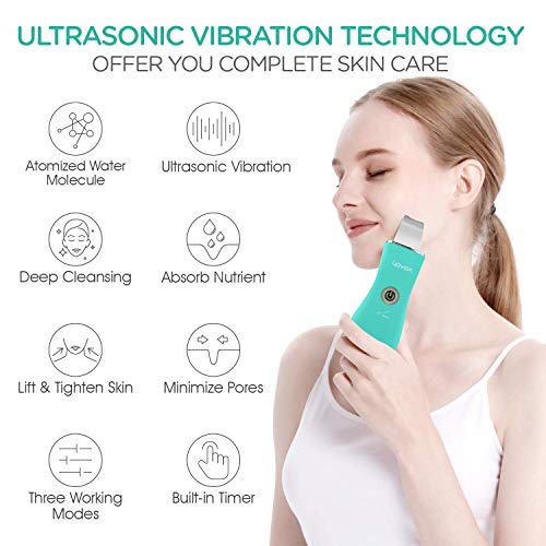 VOYOR limpiador ultrasónico facial, limpiador de poros limpiador peeling facial Facial Removedor de Acné, con 3 modos, extractor de acné comedones CP100 (Green)