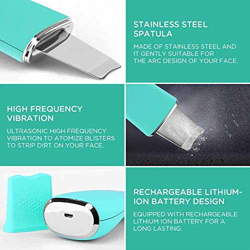 VOYOR limpiador ultrasónico facial, limpiador de poros limpiador peeling facial Facial Removedor de Acné, con 3 modos, extractor de acné comedones CP100 (Green)