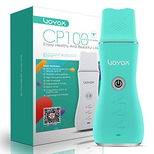 VOYOR limpiador ultrasónico facial, limpiador de poros limpiador peeling facial Facial Removedor de Acné, con 3 modos, extractor de acné comedones CP100 (Green)