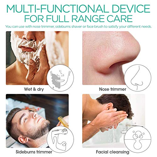 VOYOR Máquina de afeitar Afeitadora Eléctrica Recargable Para Hombres con Intercambiables de Afeitadora Rotativa, Recortadora de Barba, Juego de Afeitadora En Húmedo y Seco, 4 en 1, IPX6 Impermeable