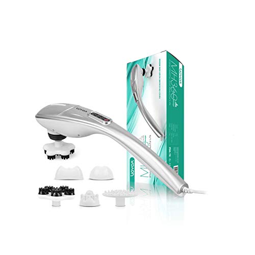 VOYOR Masajeador Eléctricos de Mano Masajeadores de Espalda de Percusión, Masaje Cervicales para Relajar Los Músculos, Aliviar Los Dolor, Rigidez y Fatiga en el Cuello y 5 Nodos Intercambiables MH360