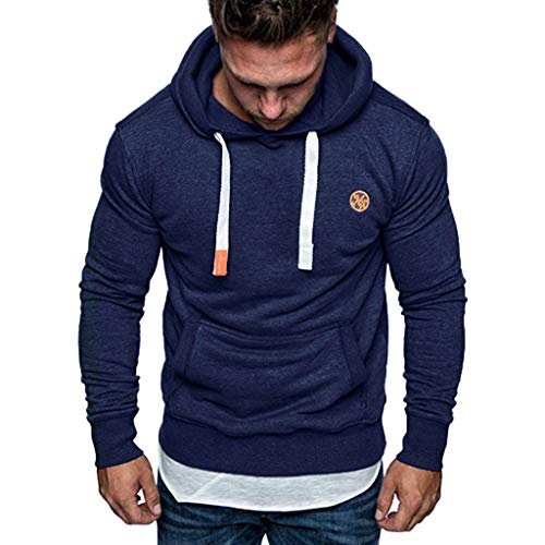 VPASS Sudaderas con Capucha, Sudadera para Hombre de Manga Larga otoño Invierno Casual Abrigo Camisas Blusa Top chándales Color sólido Hombres Manga Larga Chaqueta Abrigo